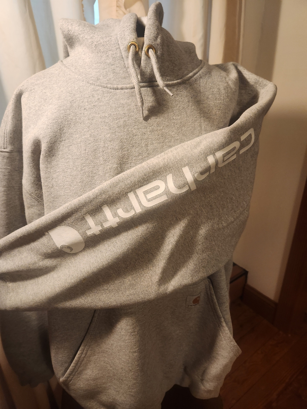 Carhartt Gray Logo Hooded Sweatshirt Heavy